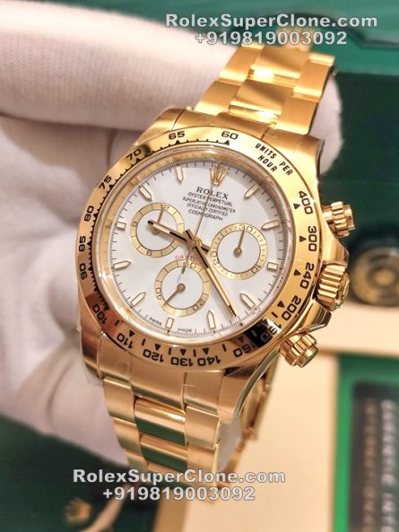 Rolex Daytona White Dial Super Clone Swiss Replica Watch | 18k Gold | Ref 126508 | 4131 Swiss Movement - Image 4