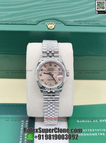 Rolex Datejust 31mm Super Clone Swiss Replica Watch | Pink Dial with Diamonds Ref 278274 | 2236 Swiss Movement - Image 4