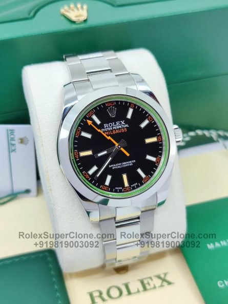 Rolex Milgauss Super Clone Swiss Replica Watch | Black Dial Ref 116400GV | 3131 Swiss Movement with Magnetic Fields Shielding System - Image 3