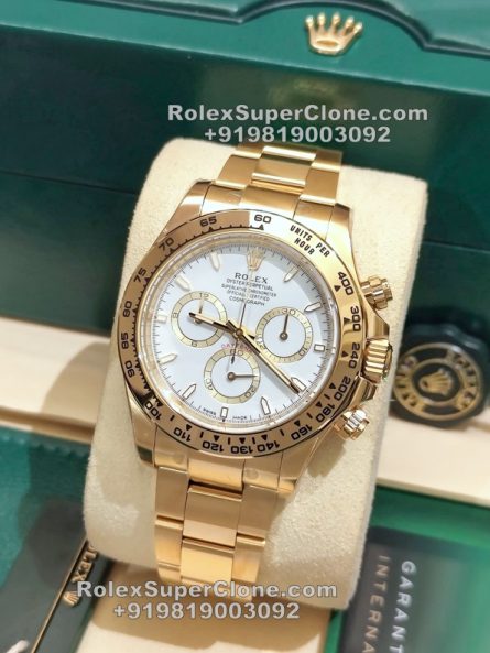 Rolex Daytona White Dial Super Clone Swiss Replica Watch | 18k Gold | Ref 126508 | 4131 Swiss Movement - Image 5